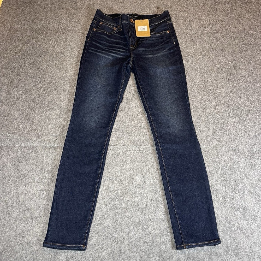 J Crew 9" High Rise Toothpick Jeans Womens Size 25 Stretch Blue Denim Whiskered